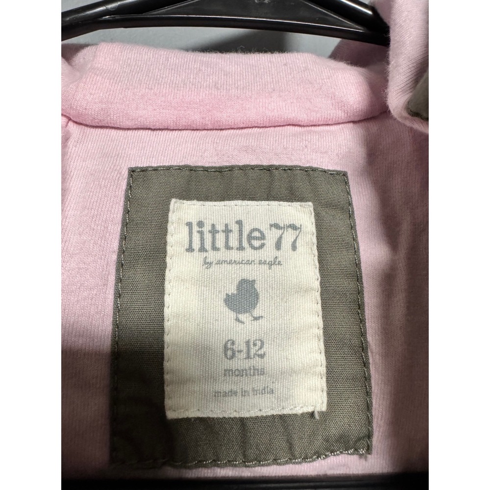 Little 77 American Eagle Baby Girls Olive Green Hooded Zip Bomber Jacket 6-12M - Picture 4 of 5